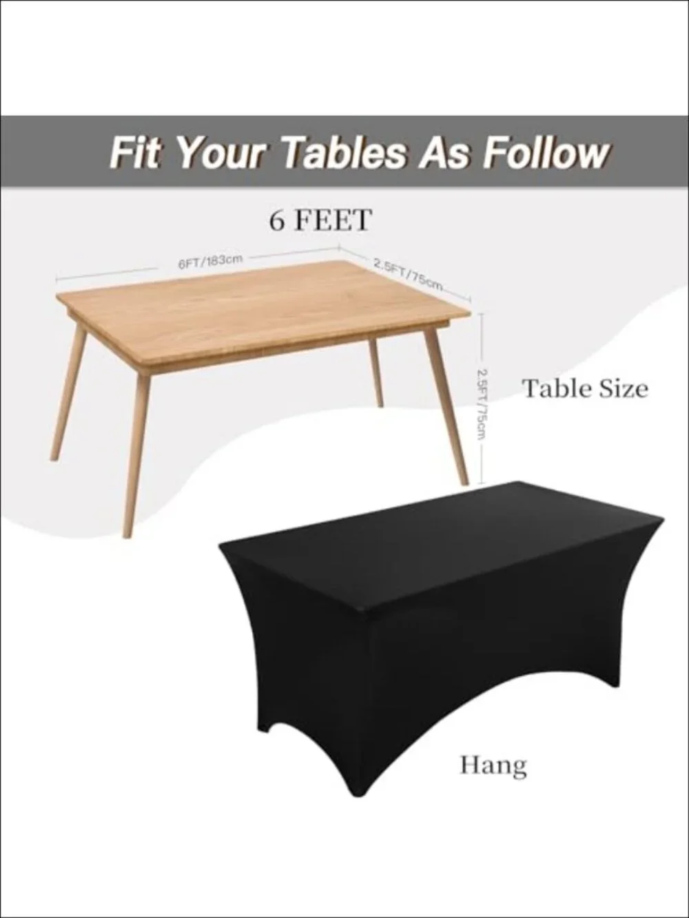 6 Pack 6FT Spandex Fitted Table Cover Rectangle Set for Events